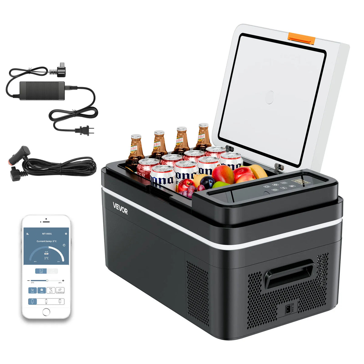 Succebuy 15L 20L 22L 30L 45L 55L Portable Car Cooler Refrigerator Electric Compressor 12V/24V DC 110-240V AC Freezer for Home