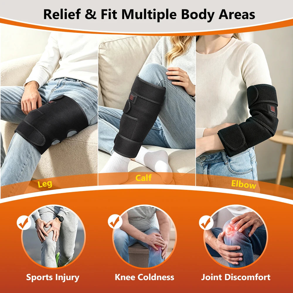 Heated Knee Brace Wrap with 36 LED Lights 3-Level Hot Compression USB Electric Knee Pad for Leg Joint And Elbow Comfort