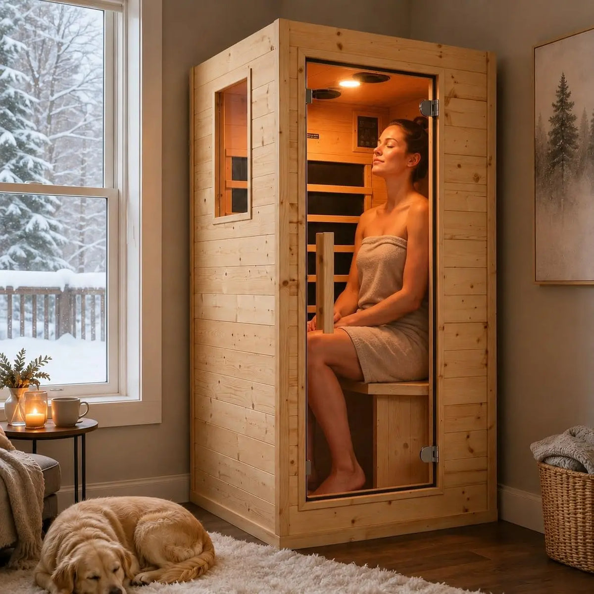 2 Person Indoor Home Infrared Sauna Room for Home Gym, Canadian Hemlock Wood, 616 * 220mm Red Light Beauty System, Fast, Custom