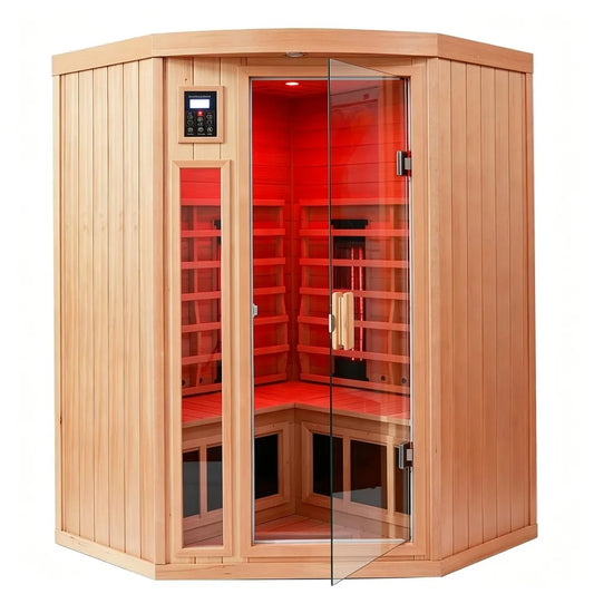 Low EMF Infrared Sauna for 2-3 Person Home Corner Use, Indoor Wooden Spa Room, Custom