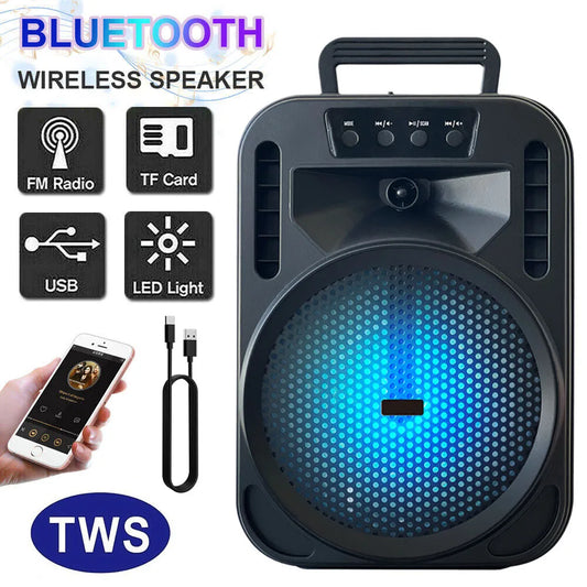 6.5' Portable Bluetooth Speaker Subwoofer Heavy Bass Sound System Party Led Light DJ Karaoke Outdoor Rechargeable Speaker