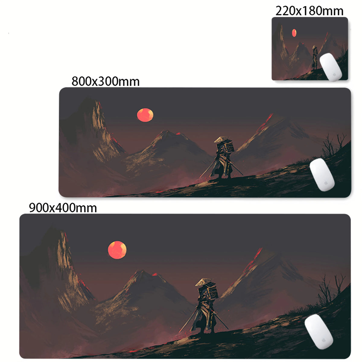 Mousepad Japanese Samurai Design Mouse Pad Non-Slip Rubber Desk Mat Office Pc Accessories Keyboard Gaming Mats Cool Tapis Souris