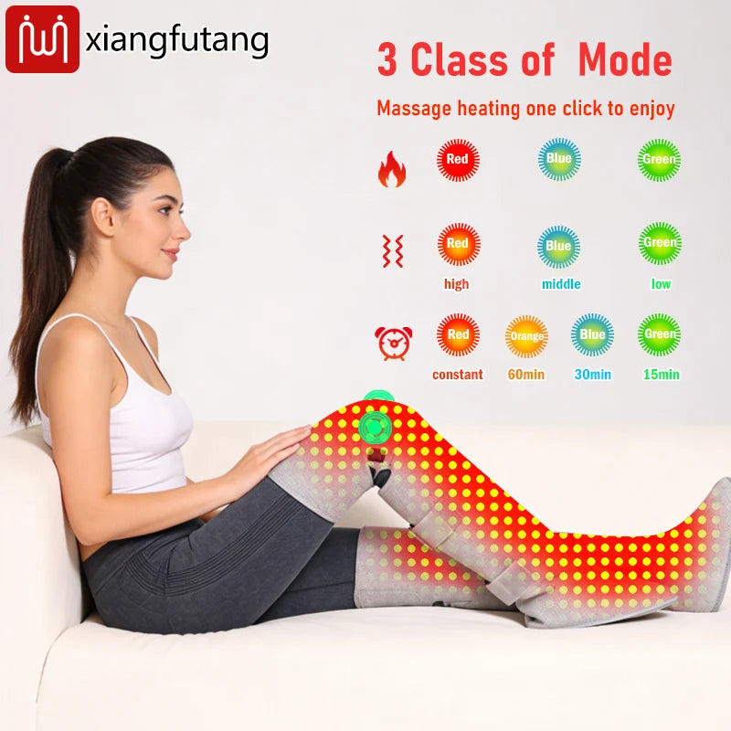 660nm Red Light Heating Boots Heating Wrap Cover Feet Calves Knees 204 LED Vibration Massage Wellness Protector Home Relax