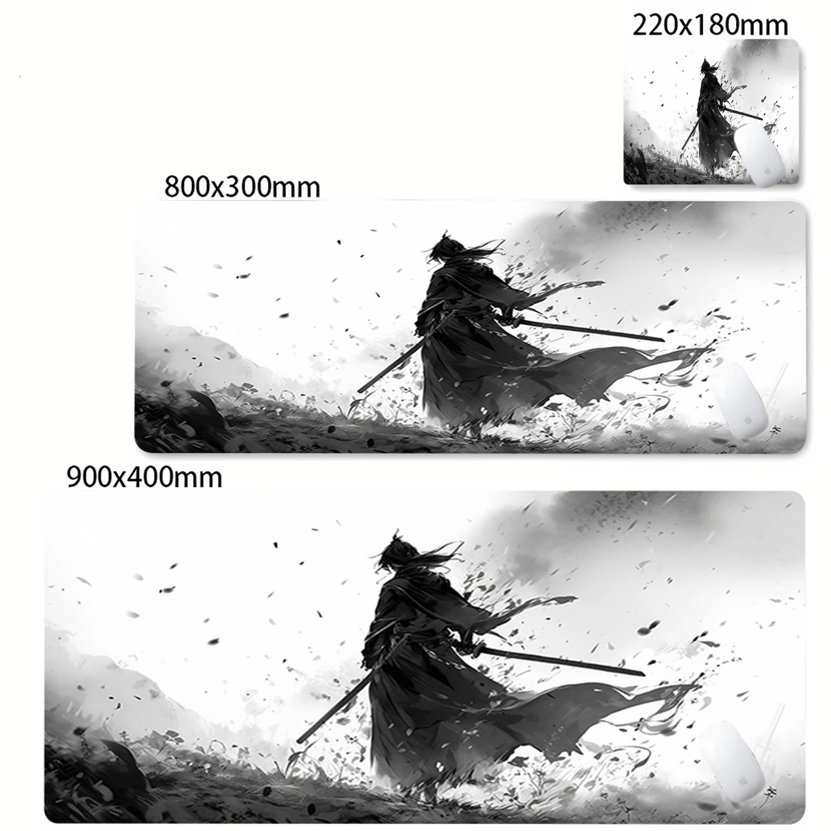 Mousepad Japanese Samurai Design Mouse Pad Non-Slip Rubber Desk Mat Office Pc Accessories Keyboard Gaming Mats Cool Tapis Souris