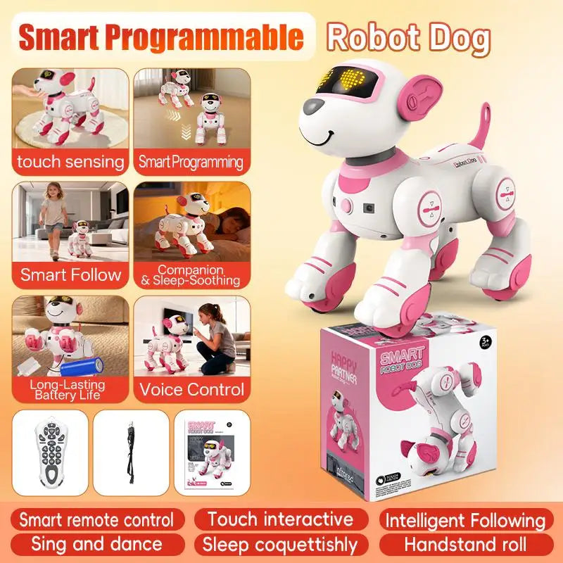 AI Intelligent Robot Dog EU Quality Remote Control Interactive Electronic Pet Companion for Kids Birthday Christmas Gift Sensor Multifunction.TongLi