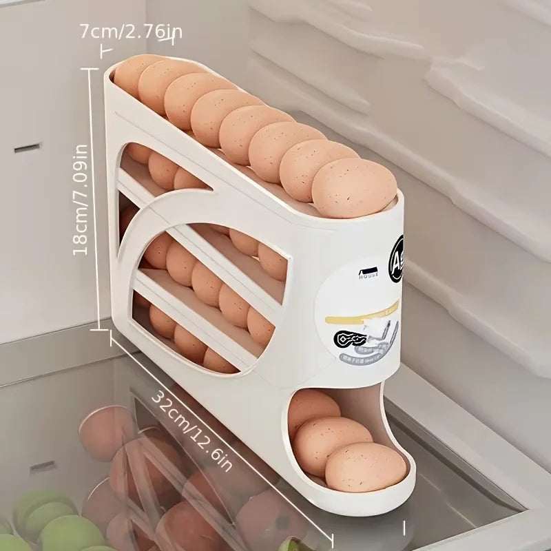 1PC Refrigerator Egg Storage Box Side Door Storage Kitchen Tool Automatic Egg Rolling Antibacterial Distribution Large Capacity