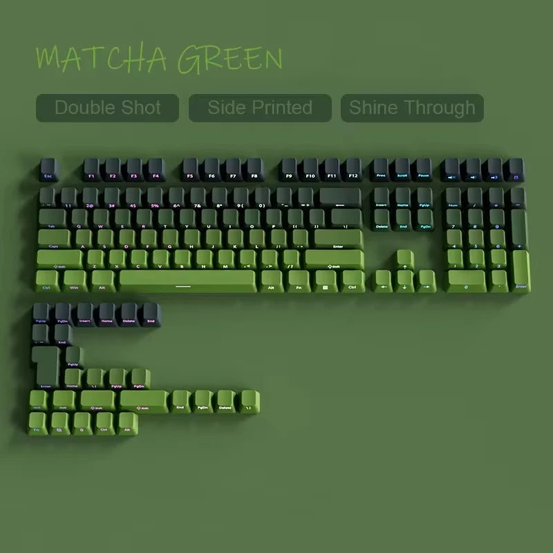 135 Key Cherry Profile Green Grape Keycaps Side Print Shine Through Keycaps Double Shot PBT Keycap for MX Switch Gaming Keyboard
