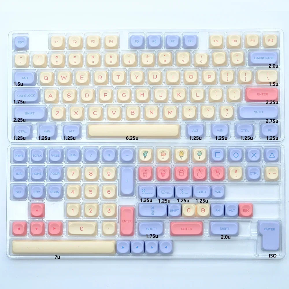 KBDiy 141 Keys/Set KOA Keycap PBT Korean Snow Mountain Keycaps Cute for Gaming Mechanical Keyboards Caps ISO Custom for 61/64/75