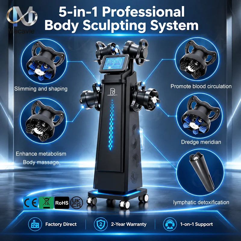 5 In 1 Body Contouring System 360° Rotation Roller Massager Lymph Detox Blood Circulation Improve Full Body Face Shaping Machine