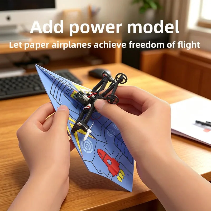 DIY Remote Control Paper Airplane Electric Power Kit Diy Foldable Long Range Stable Flight Ultra Lightweight Plane Outdoor Toy