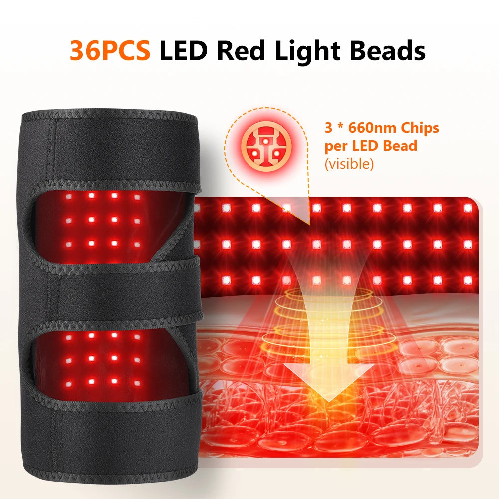 Heated Knee Brace Wrap with 36 LED Lights 3-Level Hot Compression USB Electric Knee Pad for Leg Joint And Elbow Comfort
