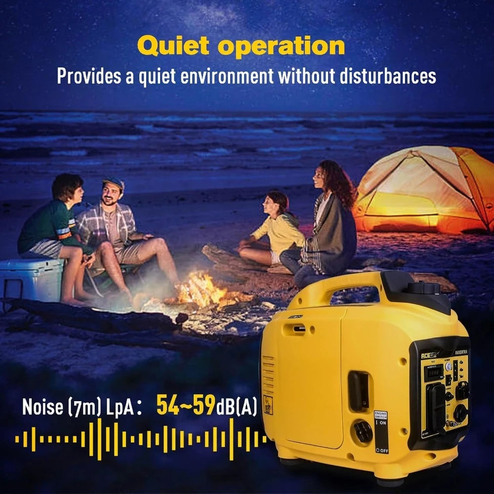 Great Deal Super Quiet 1500W Portable Inverter Generator Ultralight Gas Powered for Home Use