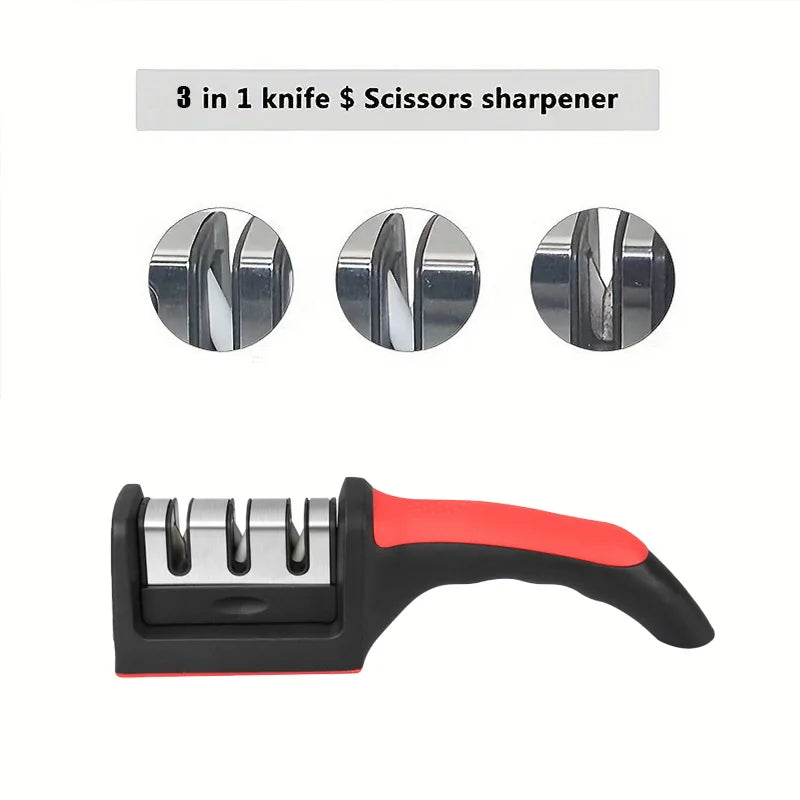 Quick Knife Sharpening Tool - Non-Slip Base Kitchen Sharpener for Home Outdoor Camping Chef Knives