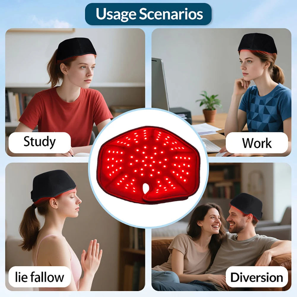 660nm 850nm LED Infrared Helmet Red Light Therapy Hat with 100pcs LED Lights 300pcs Beams Hair Loss&Hair Growth Cap Women Men