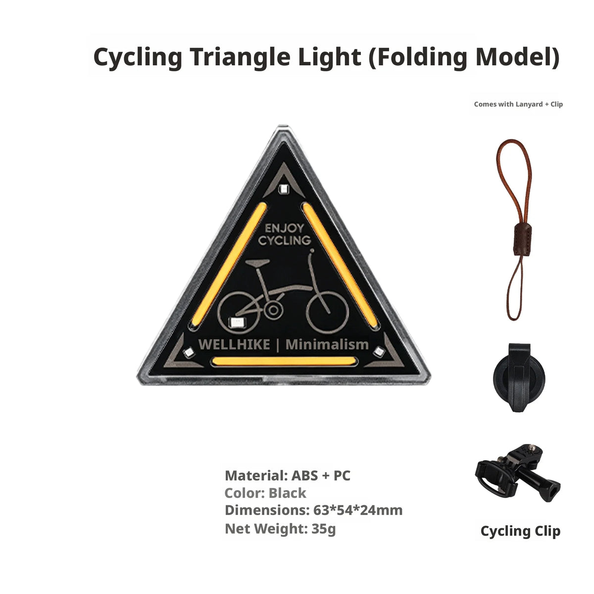 Wellhike Outdoor Tactical Triangle Light Sws Night Light Badge Warning Decorative Camping Atmosphere Mini Hanging Light