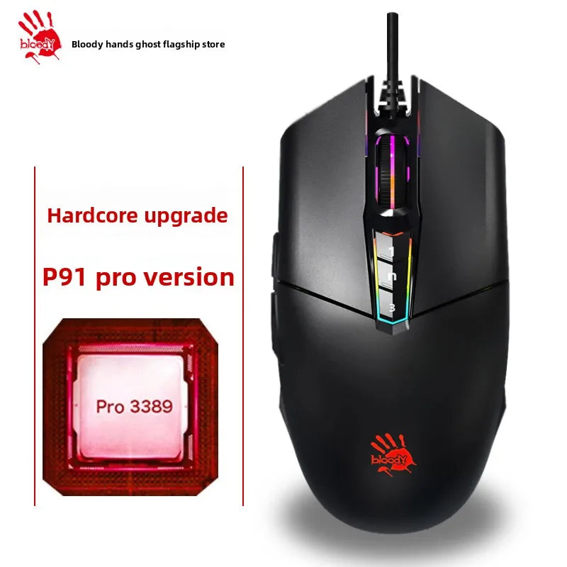 A4tech Bloody P91s P91Pro Wired Mouse Ergonomic Lightweight Design Macro Programming Pc Laptop Accessories E-sports Gaming Mouse