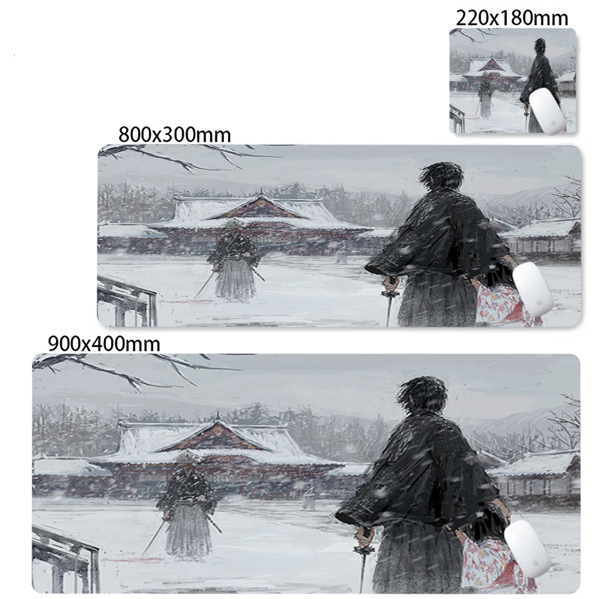Mousepad Japanese Samurai Design Mouse Pad Non-Slip Rubber Desk Mat Office Pc Accessories Keyboard Gaming Mats Cool Tapis Souris