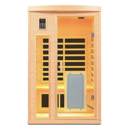 Ultra Low EMF 2 Person Infrared Sauna, 1750W 15A Far Infrared Saunas for Home, Canadian Hemlock Wood Sauna Indoor, Customized