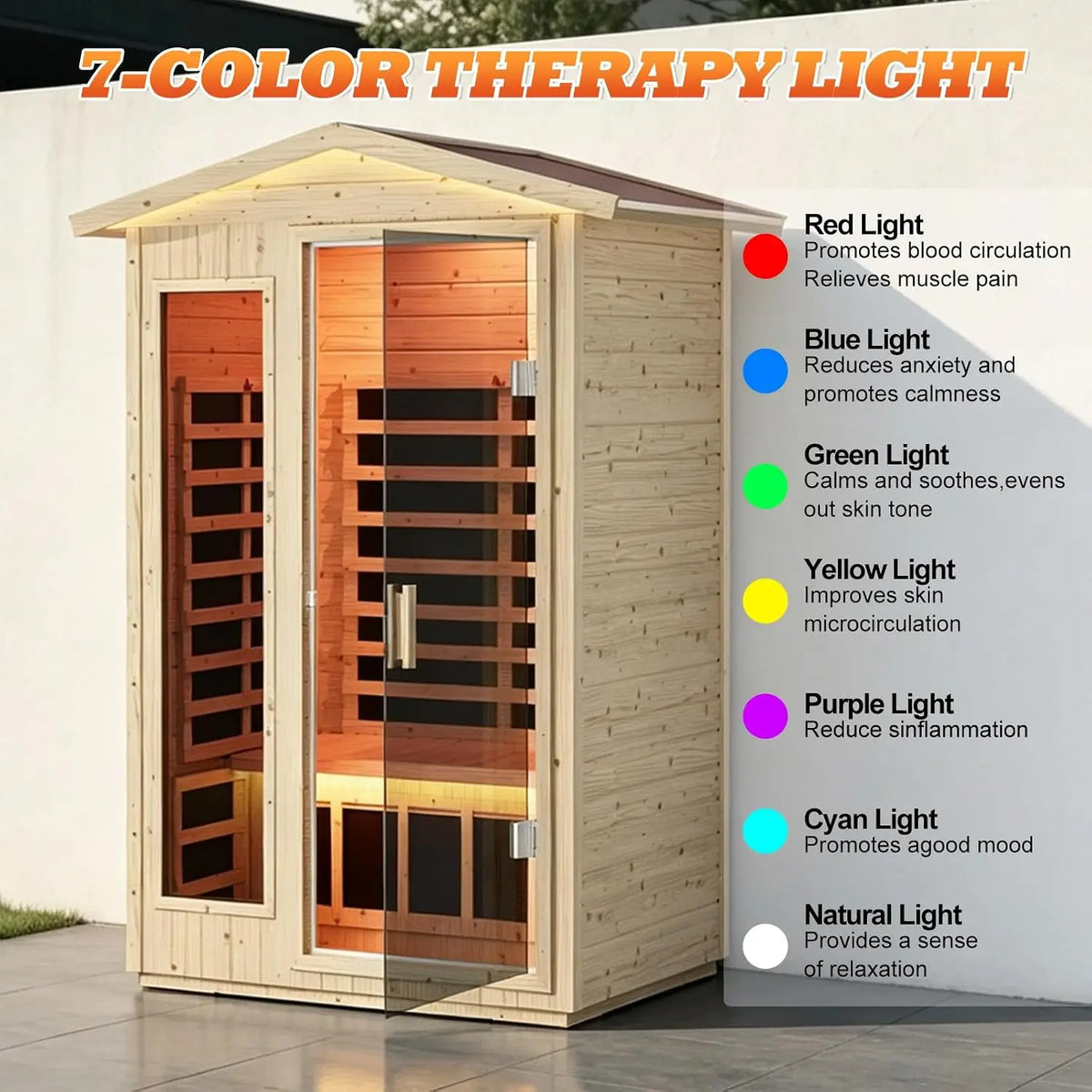 Outdoor 2 Person Low EMF Far Infrared Sauna, 1850W / Max 158℉, Customi