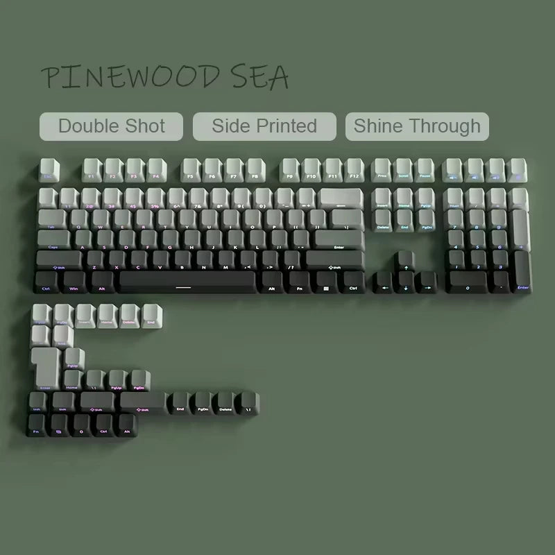 135 Key Cherry Profile Green Grape Keycaps Side Print Shine Through Keycaps Double Shot PBT Keycap for MX Switch Gaming Keyboard
