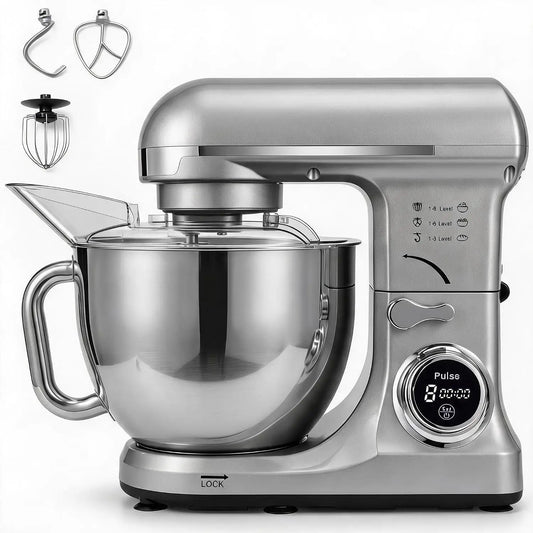 Tacleekii 5.3 QT Tilt-Head Stand Mixer 8-Speed Electric Kitchen Mixer with 500W Motor Stainless Steel Bowl Dough Hook Stainless Whisk Beater & Splash Guard for Bread, Cake, Cookies & Whipping