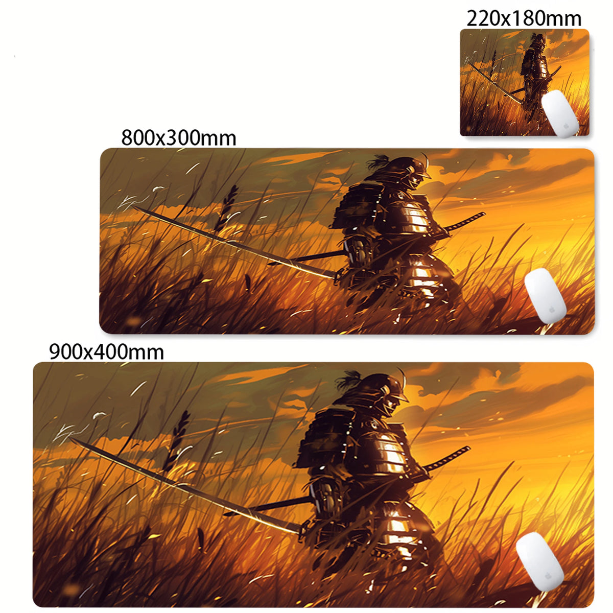 Mousepad Japanese Samurai Design Mouse Pad Non-Slip Rubber Desk Mat Office Pc Accessories Keyboard Gaming Mats Cool Tapis Souris
