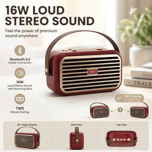 Bluetooth Portable Speaker 16W High Power Stereo Sound with TWS Pairing Wireless Speaker for Home Office Travel Outdoor Use Booming Bass and Rich Clear Audio Ideal for Parties Outdoor Activities Durable Compact Design Long La