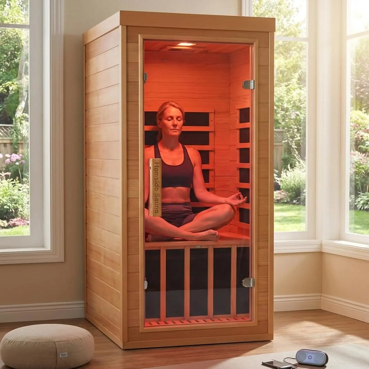 2 Person Indoor Home Infrared Sauna Room for Home Gym, Canadian Hemlock Wood, 616 * 220mm Red Light Beauty System, Fast, Custom