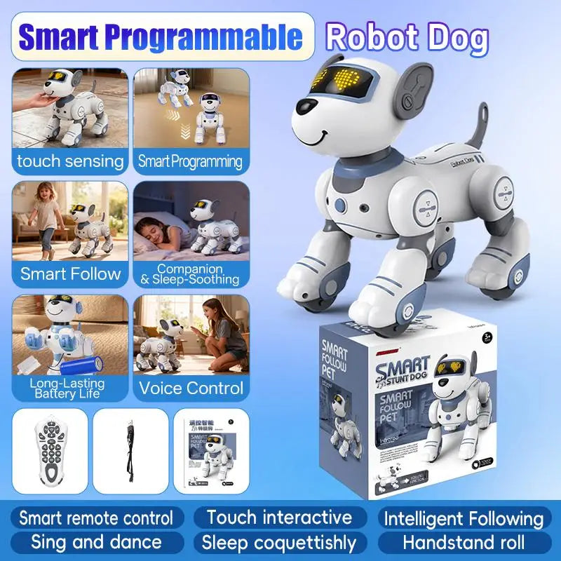 AI Intelligent Robot Dog EU Quality Remote Control Interactive Electronic Pet Companion for Kids Birthday Christmas Gift Sensor Multifunction.TongLi