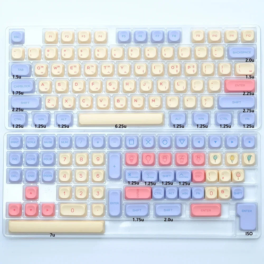 KBDiy 141 Keys/Set KOA Keycap PBT Korean Snow Mountain Keycaps Cute for Gaming Mechanical Keyboards Caps ISO Custom for 61/64/75