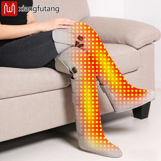 660nm Red Light Heating Boots Heating Wrap Cover Feet Calves Knees 204 LED Vibration Massage Wellness Protector Home Relax