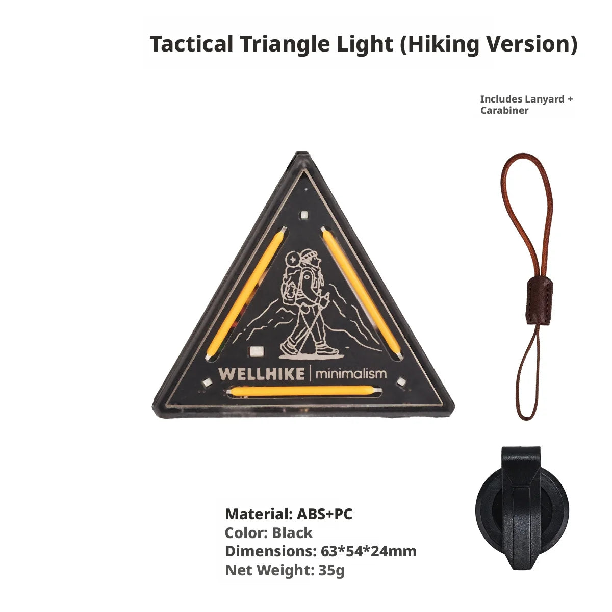 Wellhike Outdoor Tactical Triangle Light Sws Night Light Badge Warning Decorative Camping Atmosphere Mini Hanging Light