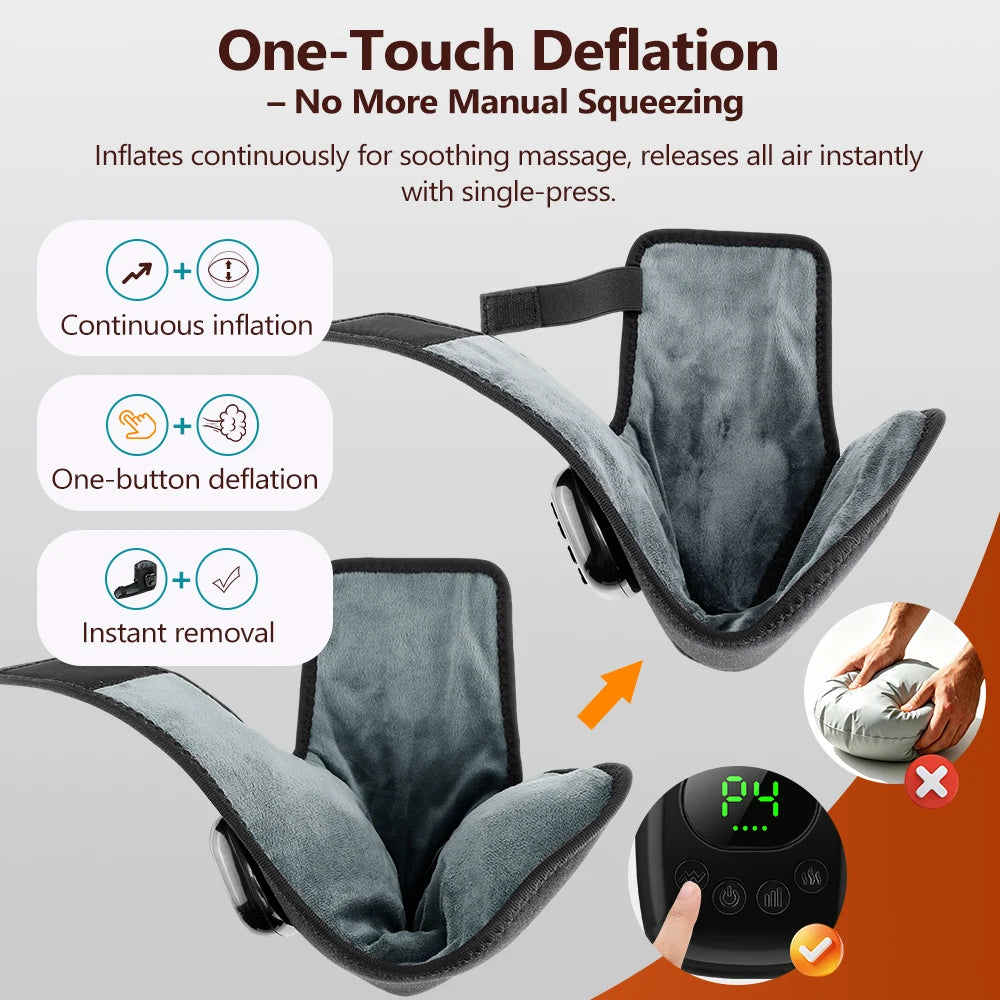 Rechargeable Air Compression Ankle Massager with Heat 3 Modes 4 Levels Heated Foot Wrap Pneumatic Ankle Foot Muscle Relaxe