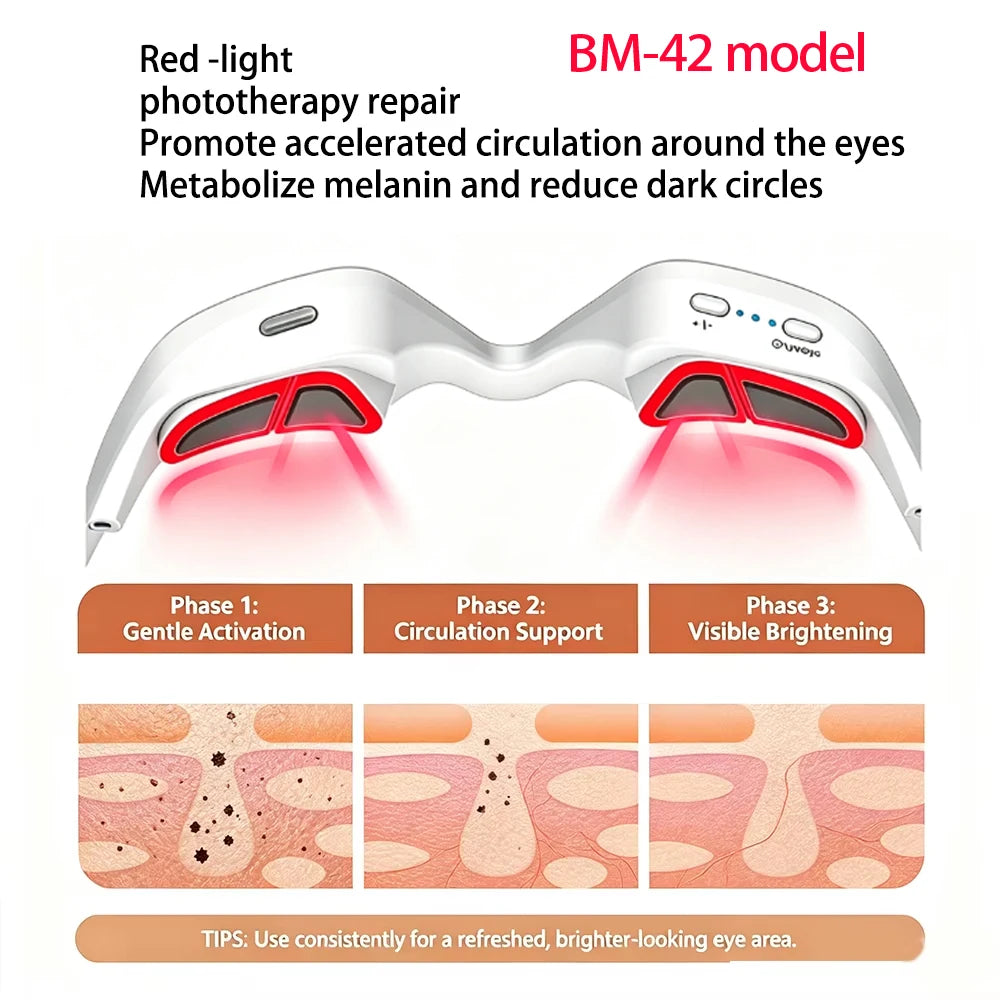 LED Eye Mask LED Red Infrared Light Therapy 630nm 850nm with 5 Modes Adjust Massage for Relieve Eye Bag Dark Circle Massages