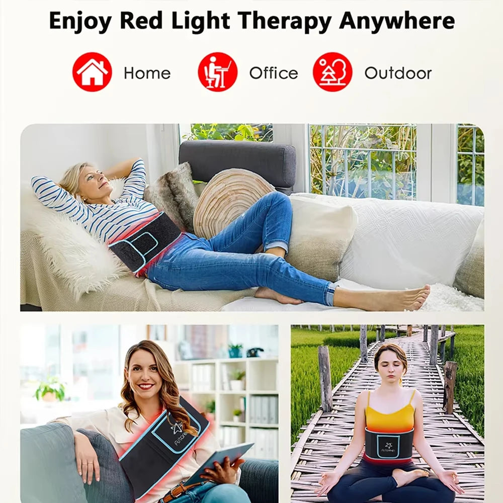 Red Light Therapy Belt For Body Back Shoulder Pain Relief Infrared Light Wrap Leg Knee Pain Relief Beauty Light LED Relax Waist