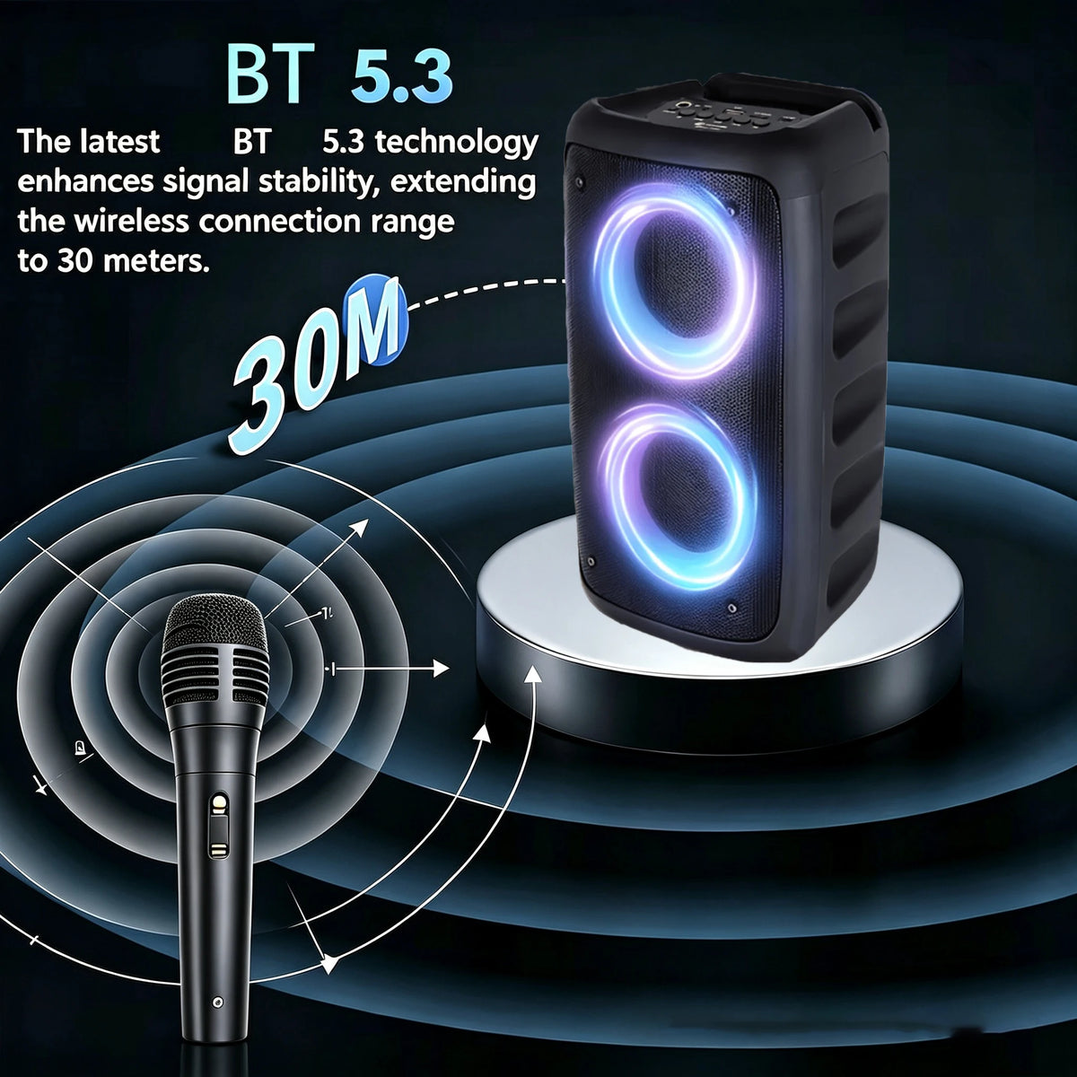 Professional 10000W Peak Portable Bluetooth Partybox Speaker Rgb Led Lights Room DecorBoombox Bluetooth 5.3 Tws Wireless Speaker With Microphone Outdoor Karaoke Party DjEquipment Perfect Gift For Halloween Christmas