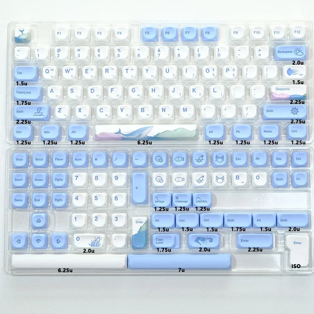 KBDiy 141 Keys/Set KOA Keycap PBT Korean Snow Mountain Keycaps Cute for Gaming Mechanical Keyboards Caps ISO Custom for 61/64/75