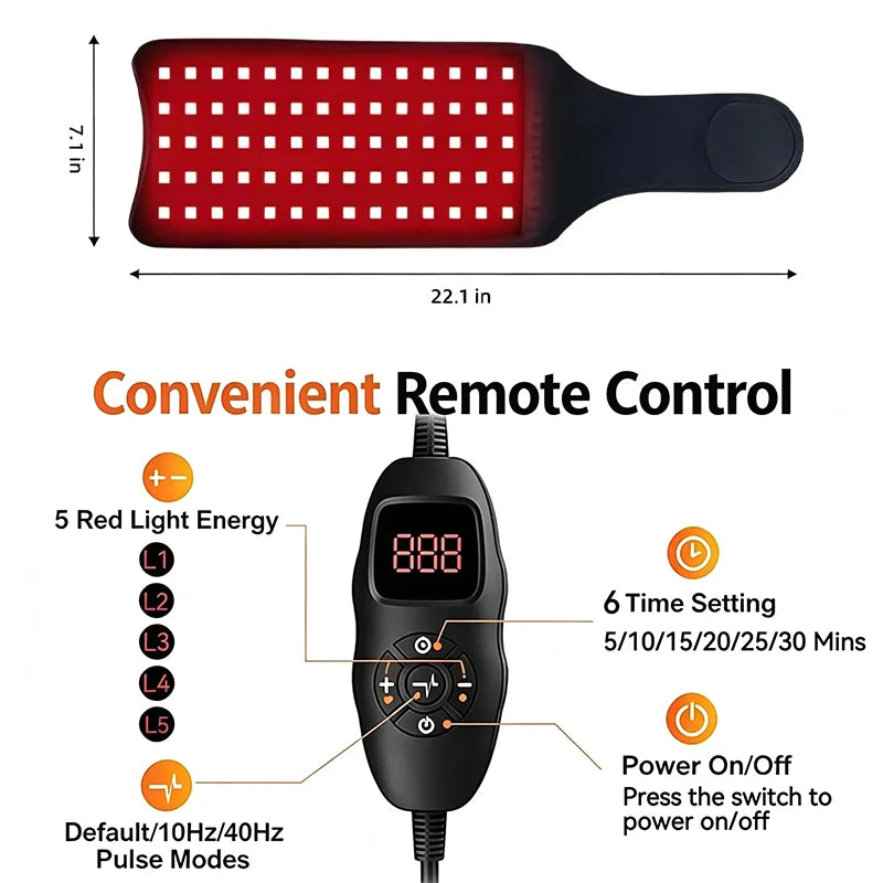 70LEDs Red Light Therapy Pad for Body Infrared Heating Pad 10-40Hz Pulse 660nm&850nm for Arm Leg Shoulder Back Waist Pain Relief
