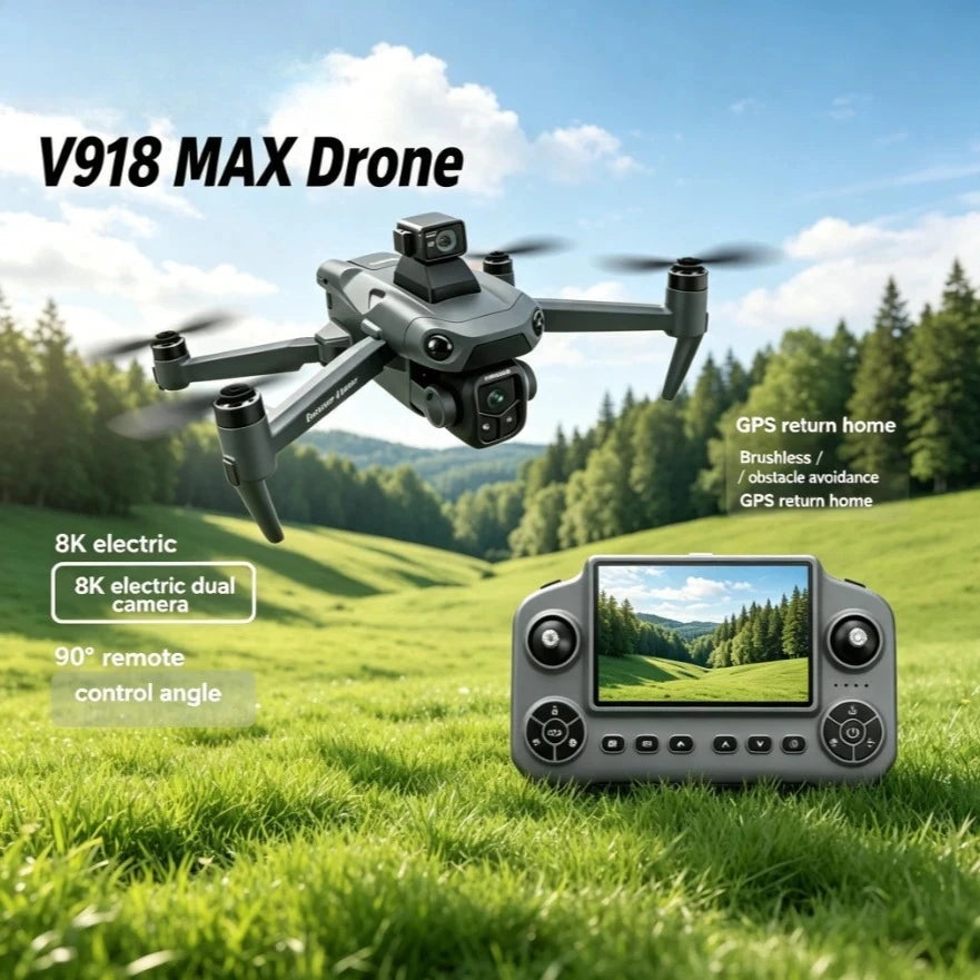 Original V918 GPS Return Home Drone Optical Flow Positioning 8K Dual Lens Long Range FPV Foldable Professional Drone for Adults