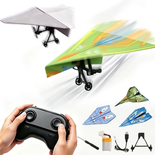 DIY Remote Control Paper Airplane Electric Power Kit Diy Foldable Long Range Stable Flight Ultra Lightweight Plane Outdoor Toy