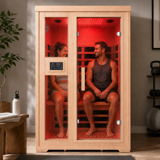 2 Person Indoor Home Infrared Sauna Room for Home Gym, Canadian Hemlock Wood, 616 * 220mm Red Light Beauty System, Fast, Custom