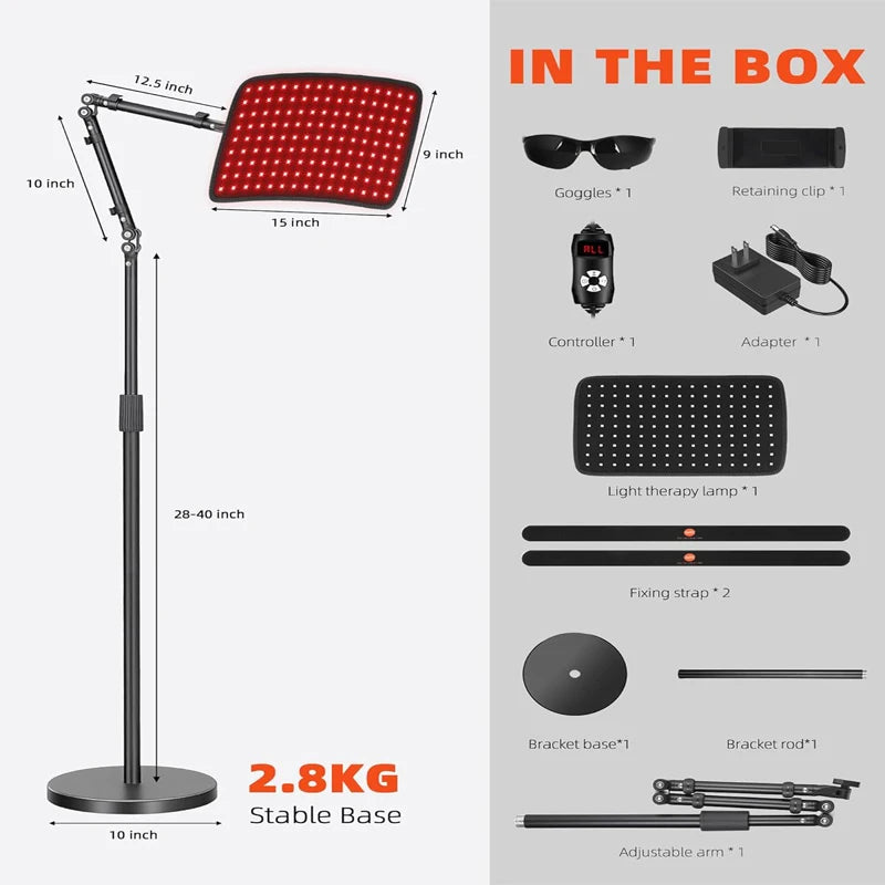 660nm 850nm Red Light Therapy Device with Stand Wrap Infrared Lamp for Body Face Pain Relief Skin Care Recovery Home Beauty