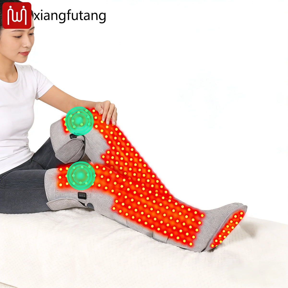 660nm Red Light Heating Boots Heating Wrap Cover Feet Calves Knees 204 LED Vibration Massage Wellness Protector Home Relax