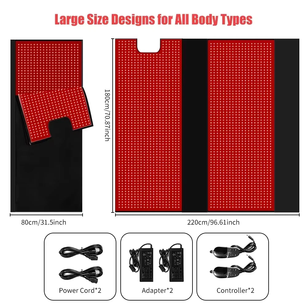 Oversized Red Light Therapy Mat - LED 660nm & 850nm Near Infrared Sleeping Bag Blanket for Full Body Care (Home Use)