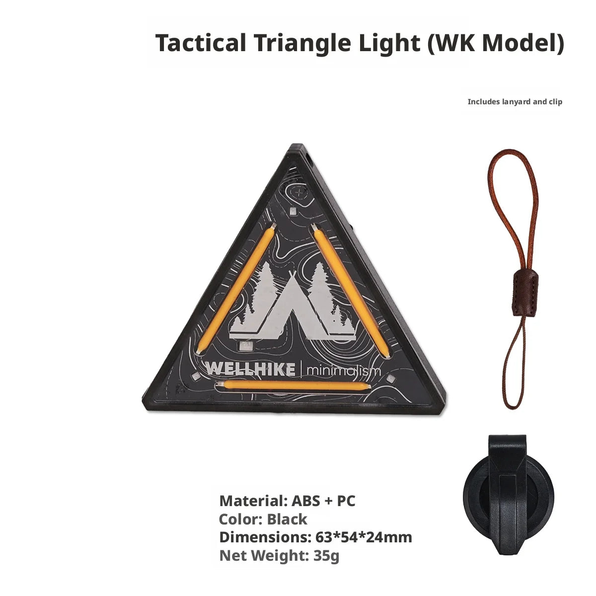 Wellhike Outdoor Tactical Triangle Light Sws Night Light Badge Warning Decorative Camping Atmosphere Mini Hanging Light