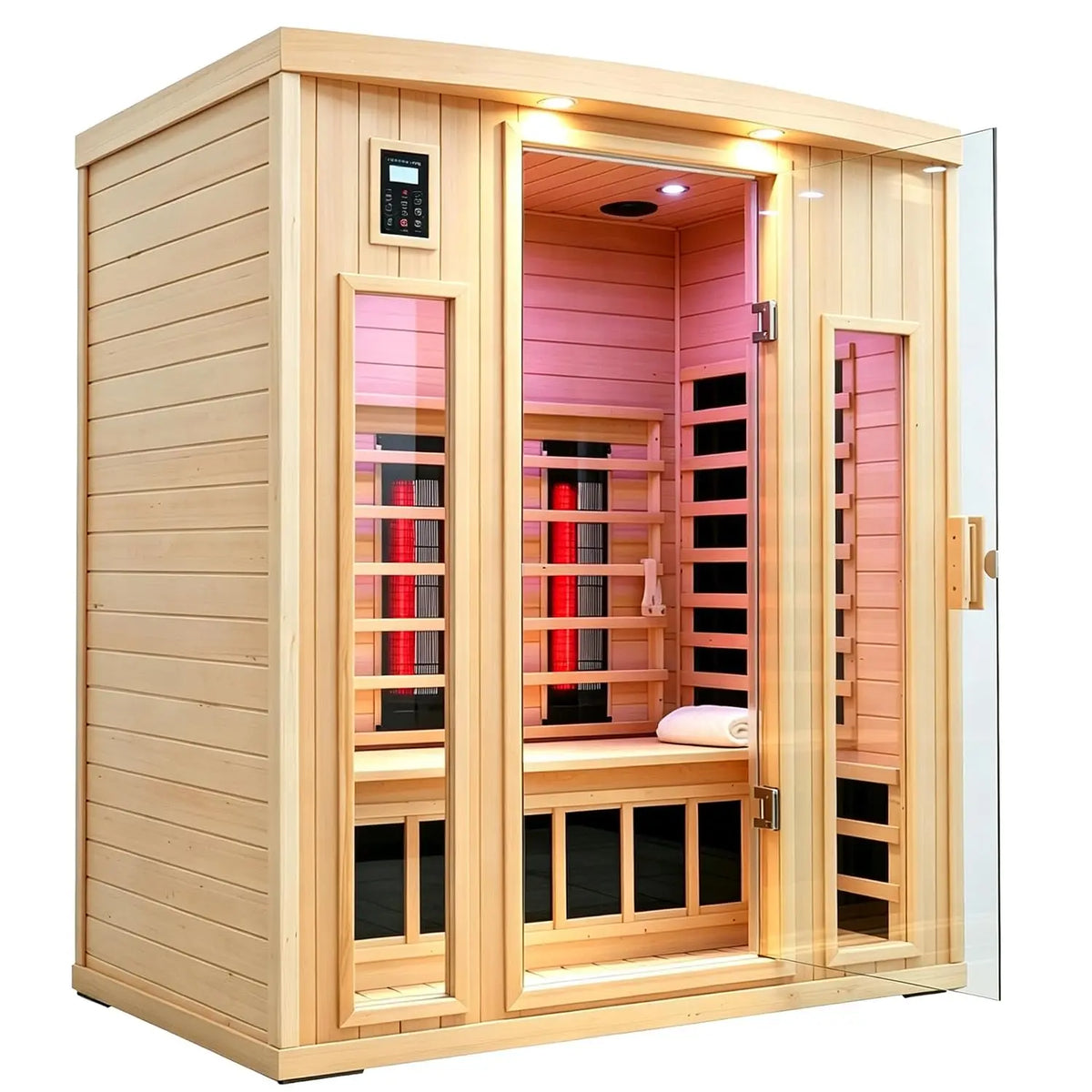 Low EMF Infrared Sauna for 2-3 Person Home Corner Use, Indoor Wooden Spa Room, Custom