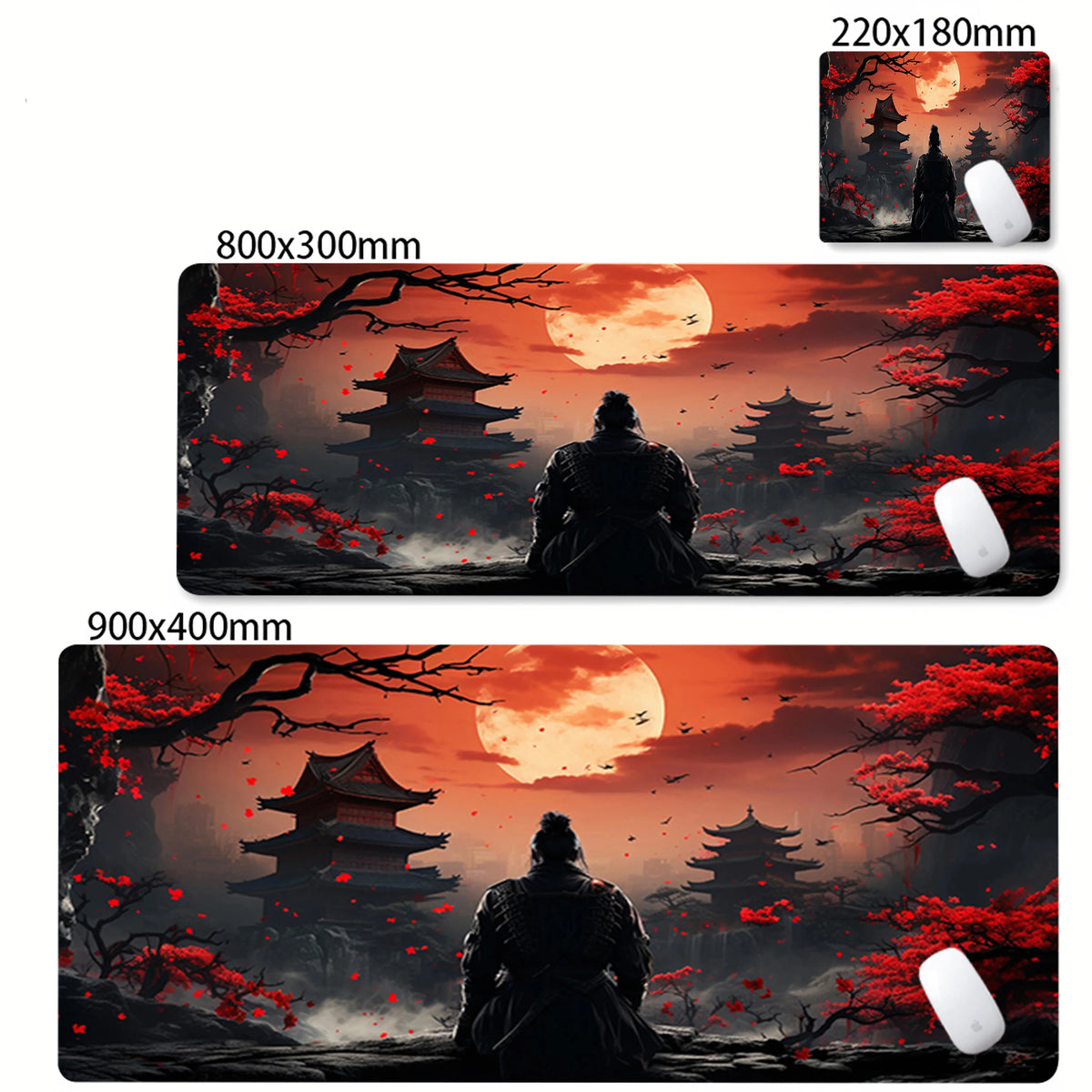 Mousepad Japanese Samurai Design Mouse Pad Non-Slip Rubber Desk Mat Office Pc Accessories Keyboard Gaming Mats Cool Tapis Souris