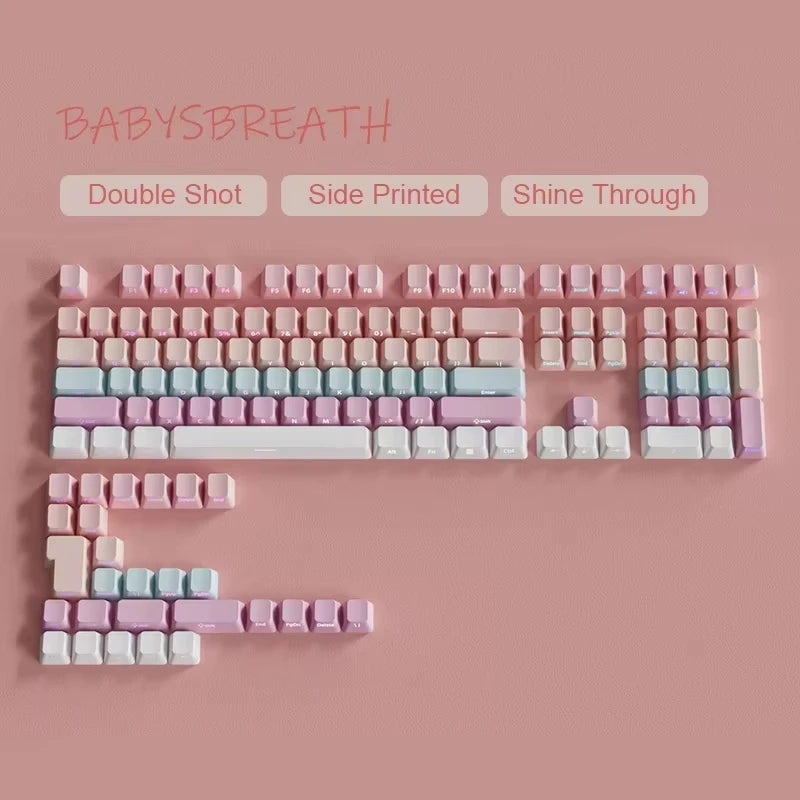 135 Key Cherry Profile Green Grape Keycaps Side Print Shine Through Keycaps Double Shot PBT Keycap for MX Switch Gaming Keyboard