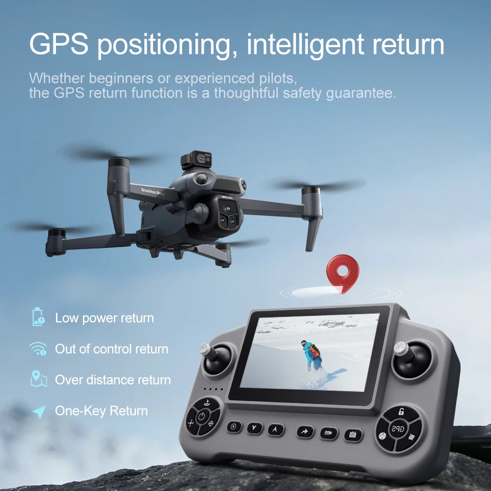 Original V918 GPS Return Home Drone Optical Flow Positioning 8K Dual Lens Long Range FPV Foldable Professional Drone for Adults