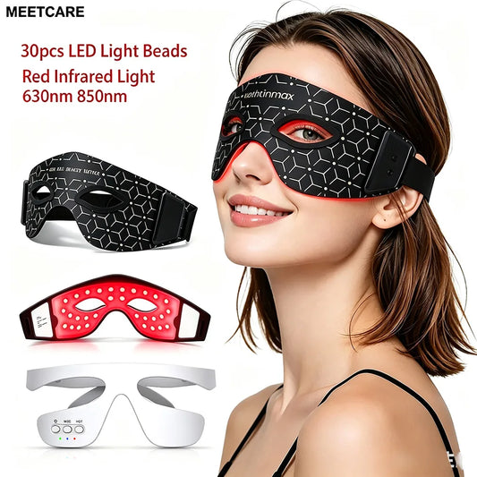 LED Eye Mask LED Red Infrared Light Therapy 630nm 850nm with 5 Modes Adjust Massage for Relieve Eye Bag Dark Circle Massages